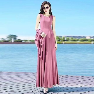 SET MAXI ĐẦM XÒE + ÁO CHOÀNG 2098