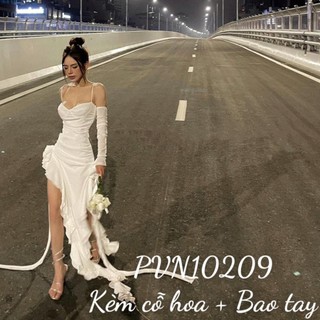 Đầm bông cổ tà đui diều thả dài
