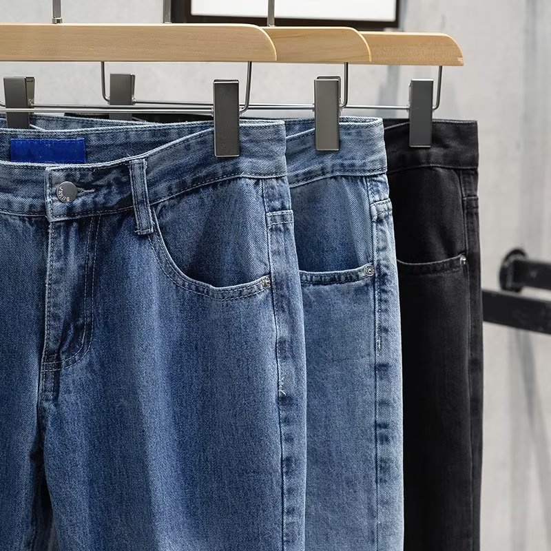 Quần Jean Dài Dáng Rộng Màu Sắc Đơn Giản Phong Cách Hàn Quốc Thời Trang Thu Đông Cho Nam