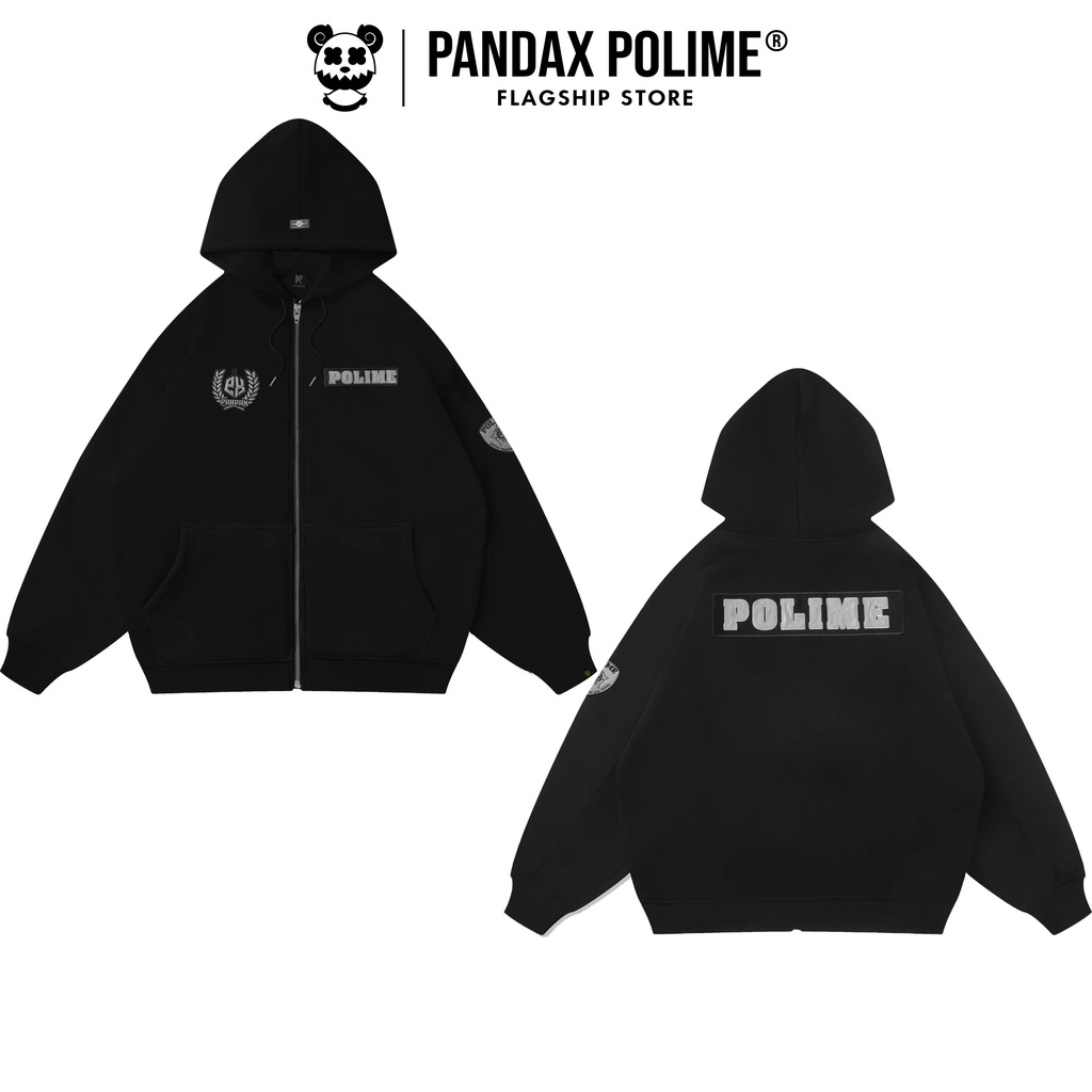 Hoodie zip nam nữ local brand PANDAX polime , áo khoác nỉ unisex chân cua , form rộng size us vải cotton premium