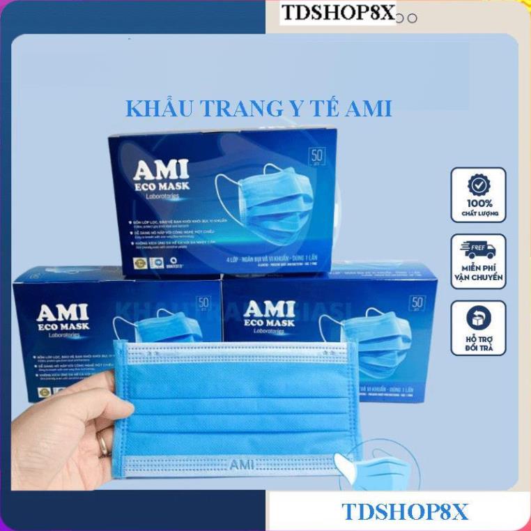 Khẩu trang y tế AMI kháng khuẩn 4 lớp 4 màu hàng chính hãng cao cấp hộp 50 chiếc TDSHOP8X - TD108