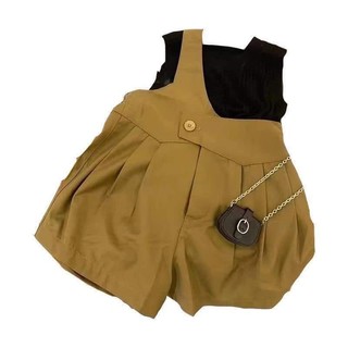 Sét yếm kaki phối áo cotton cho bé gái 8-26kg
