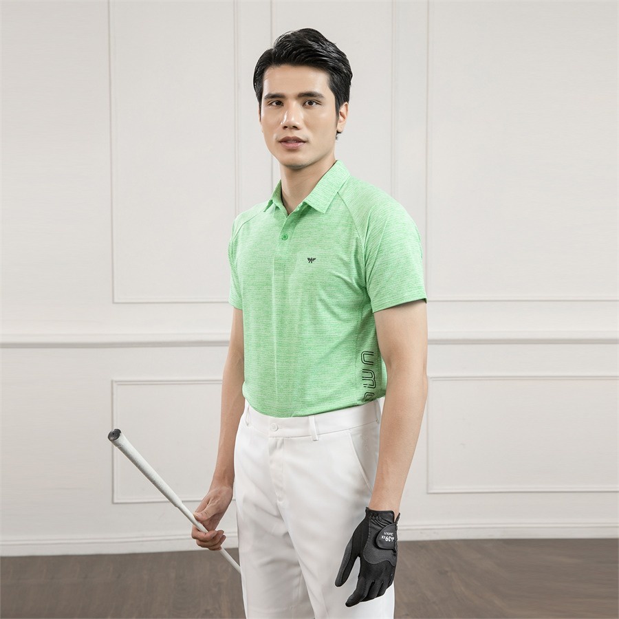 Áo polo nam ngắn tay ARISTINO phom Golf fit suông vừa, hiệu ứng in kẻ nhỏ tinh tế, ấn tượng - APSG12S1