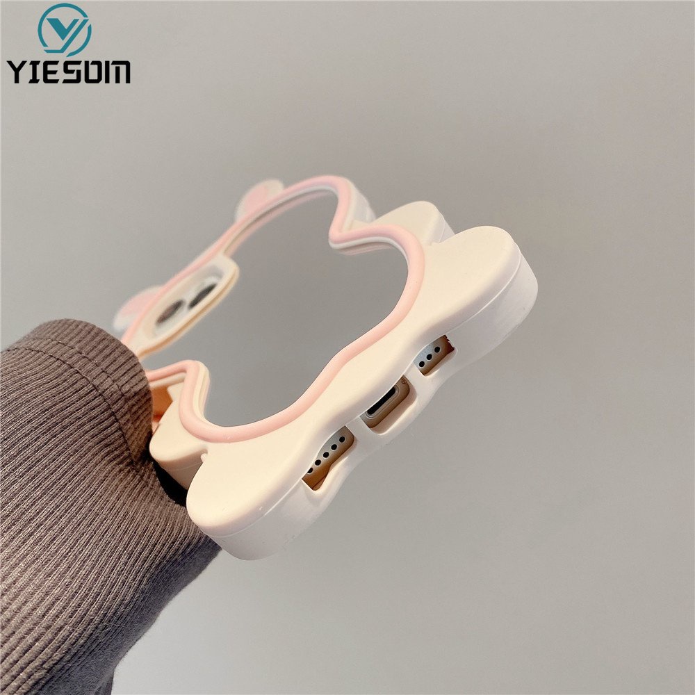 Ốp Điện Thoại Silicon Mềm Có Gương Trang Điểm Tai Thỏ 3D Cho iPhone 14 13 12 11 Pro Max XR X XS Max 6 6S 7 8 Plus