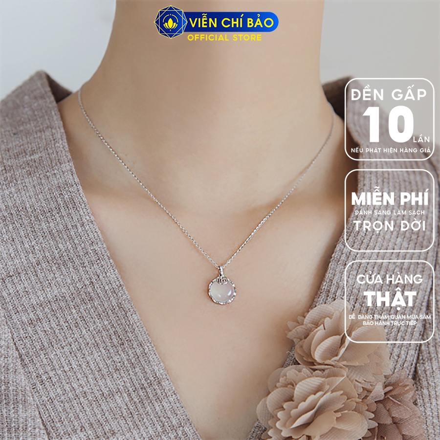 Dây chuyền bạc nữ chữ Phúc đá chất liệu bạc 925 thời trang phụ kiện trang sức Viễn Chí Bảo D000032