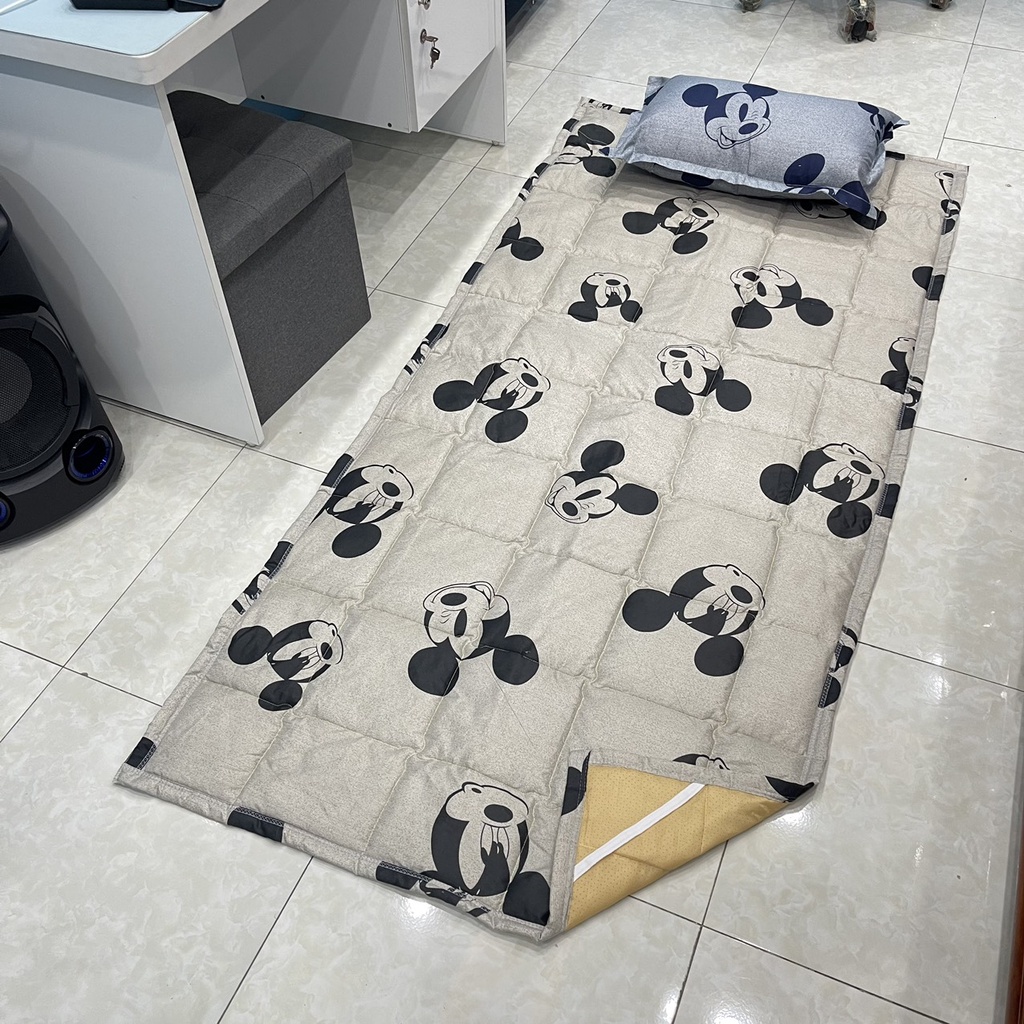 Nệm Ngủ Trưa Văn Phòng Gấp Gọn, Trải Giường Ký Túc Xá Size 90 x 200cm combo ruột kèm vỏ gối