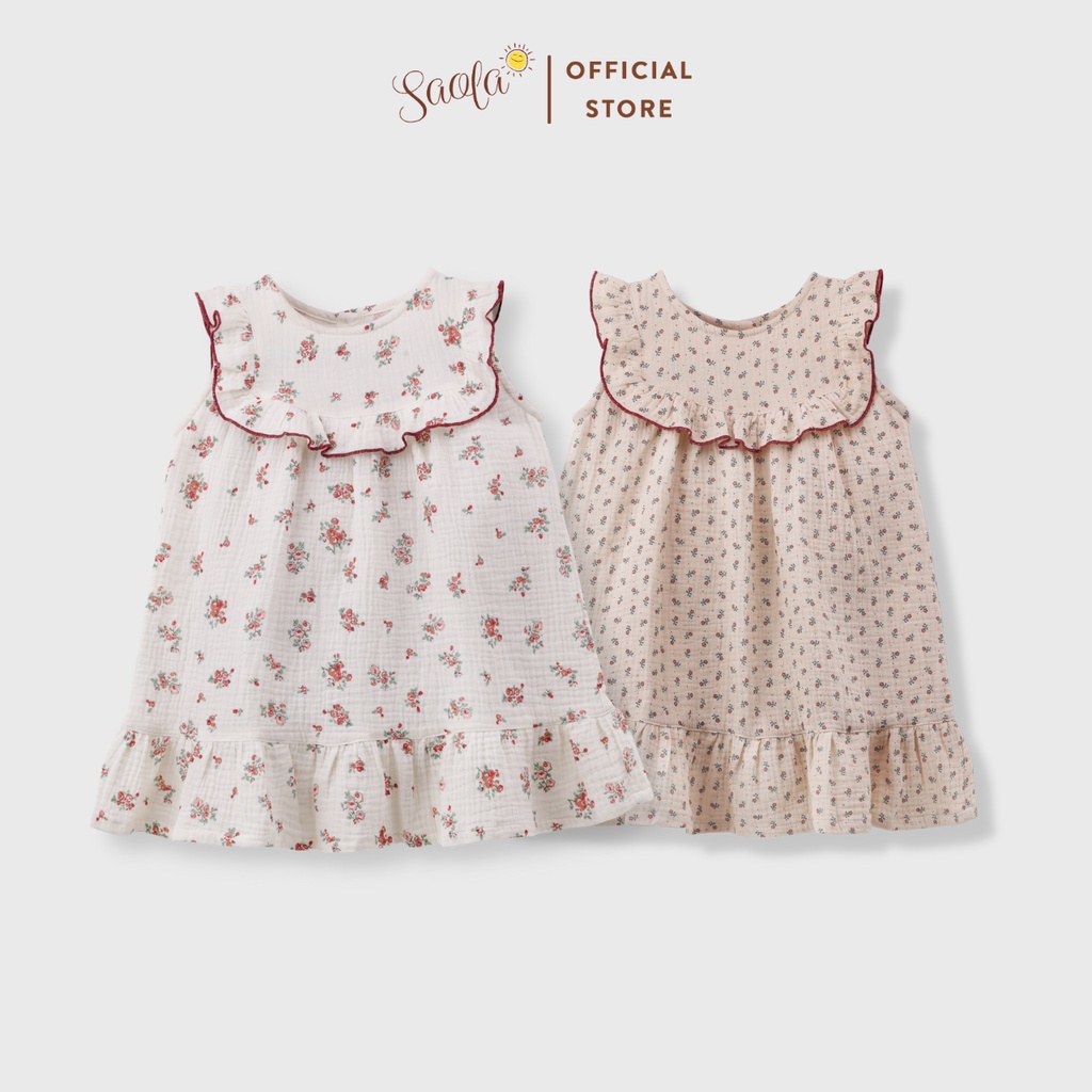 Váy Bé Gái Phối Bèo Chất Liệu Muslin Thoáng Mát Mềm Mịn - DRM018 - CAMELLIA DRESS - SAOLA KIDS CLOTHING