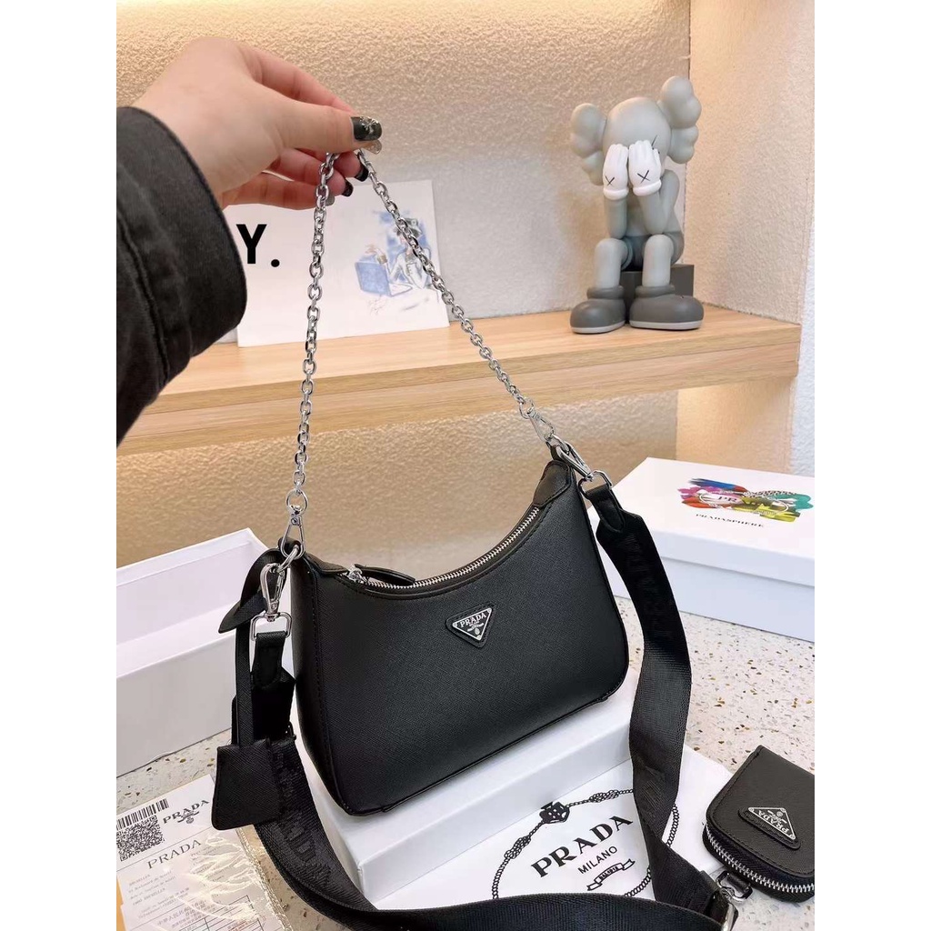 Túi xách prada kẹp nách bản da xước hàng fullbox