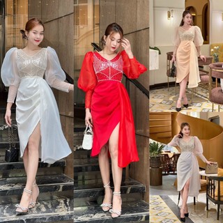 Đầm body tà xéo kèm tùng - YB221222