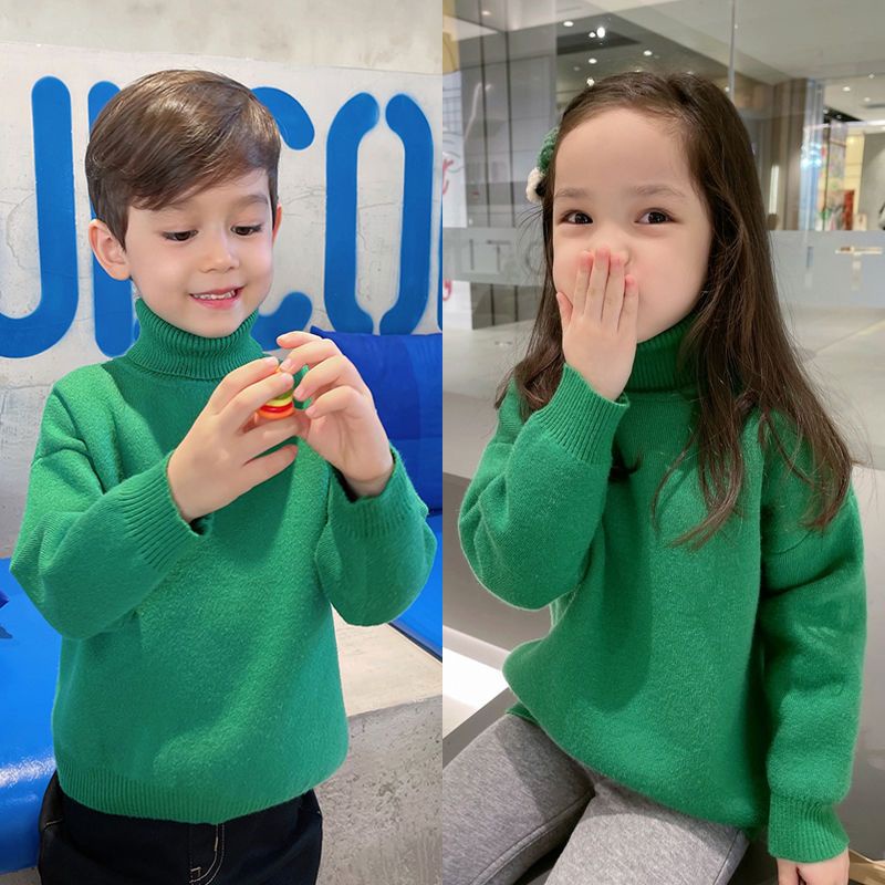 Áo Sweater Chui Đầu Cổ Cao Lót Lông Cừu Thời Trang Thu Đông Dành Cho Bé Trai Bé Gái