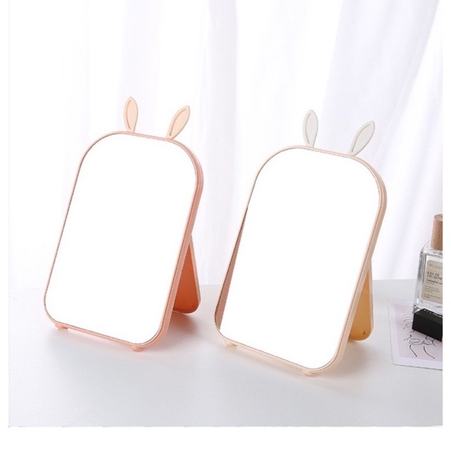 Gương Trang Điểm Để Bàn Tai Thỏ Hình Chữ Nhật