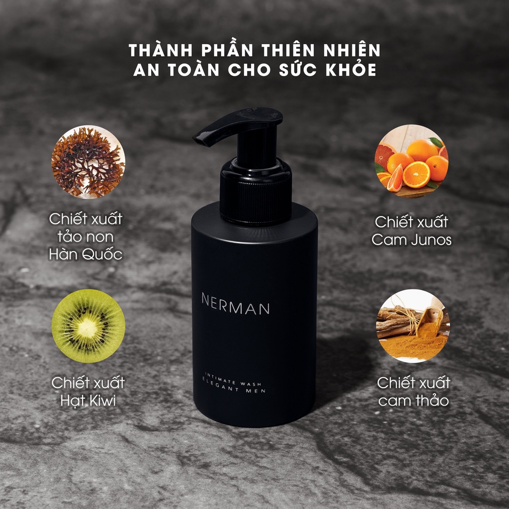 Dung Dịch Vệ Sinh Nam Giới Nerman Elegant Men Intimate Wash Hương Nước Hoa Nam Cao Cấp 100ml/chai - Chính Hãng
