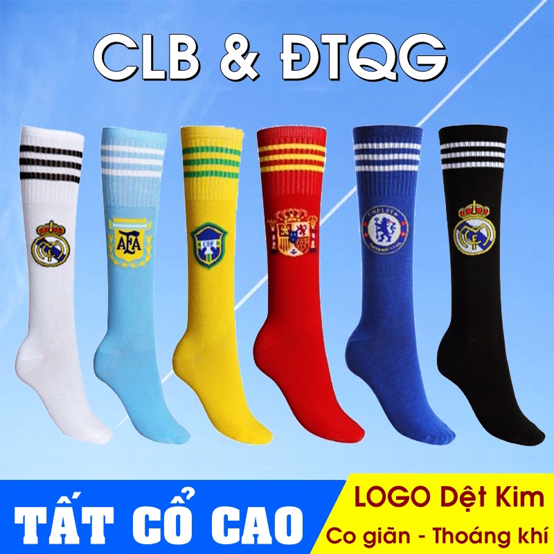 Tất Vớ Bóng Đá CLB Arsenal, Liverpool, Real Madrid, Barcenola, Juventus, Manchester, Chealsea, Bayern, Đức, Brazin, Ý