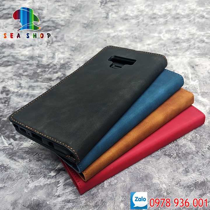 Bao da Samsung Note 9 - Thiết kế dạng ví sang trọng - Có ngăn cài thẻ - tien - Nắp gập 2 mặt làm bằng da lộn