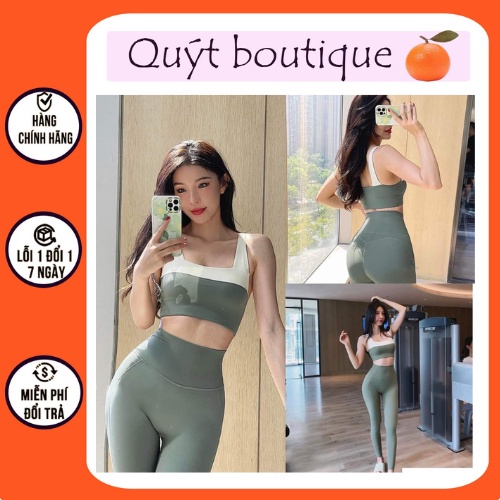 Bộ tập gym, yoga nữ, đồ tập gym, yoga quần dài áo bra có sẵn mút ngực siêu xinh S030 | Quýt Boutique Đồ Tập Gym, Yoga