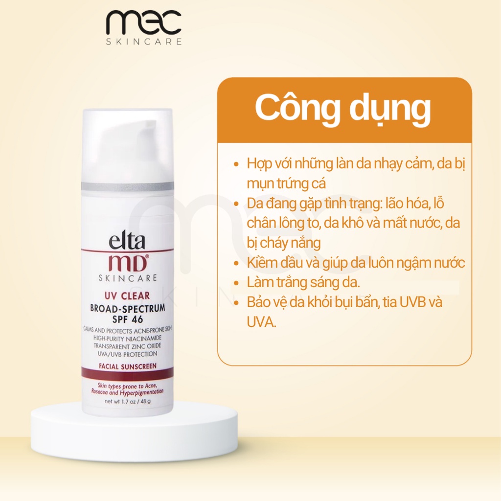 Kem chống nắng Elta MD SPF40/SPF41/SPF44/SPF46/SPF50 Thích hợp cho mọi loại da - Mecskincare,