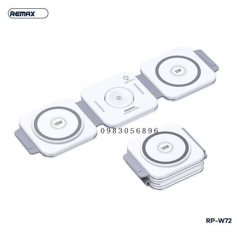 Đế Sạc Nhanh Không Dây 22.5W gấp gọn 3in1 Remax Rp - W72