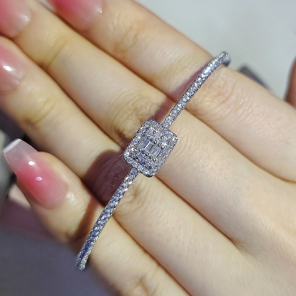 Vòng Tay Zircon Hình Chữ Nhật Phong Cách Âu Mỹ Mới Phổ Biến Cho Nữ