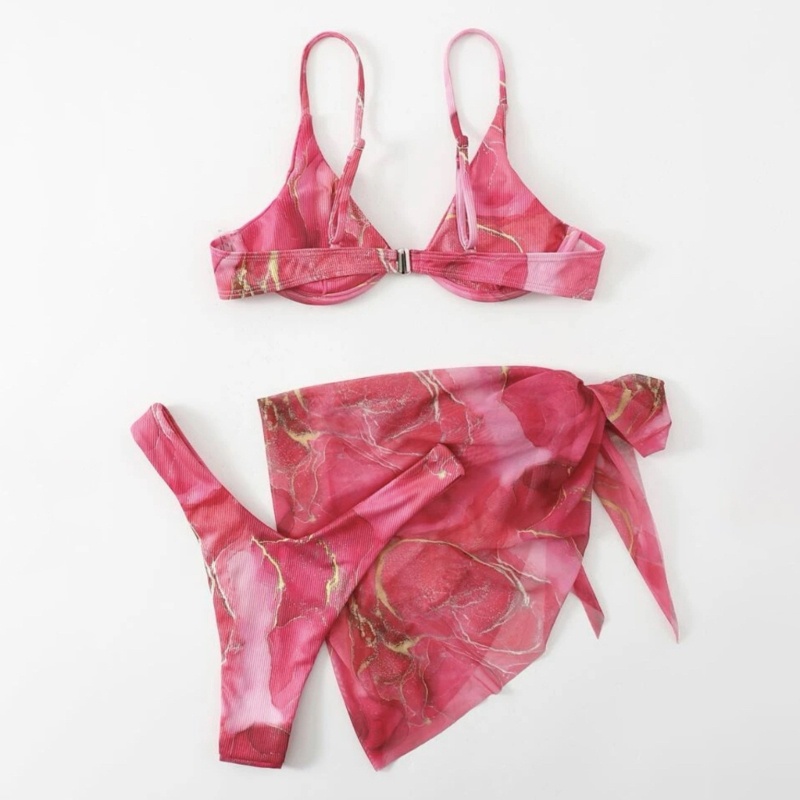 Brroa Bộ Bikini 3 Mảnh Có Đệm Nâng Ngực Nhuộm Màu Gợi Cảm Cho Nữ