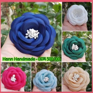 Hoa cài áo giá sỉ, cài áo handmade vải voan hàn quốc có ghim cài