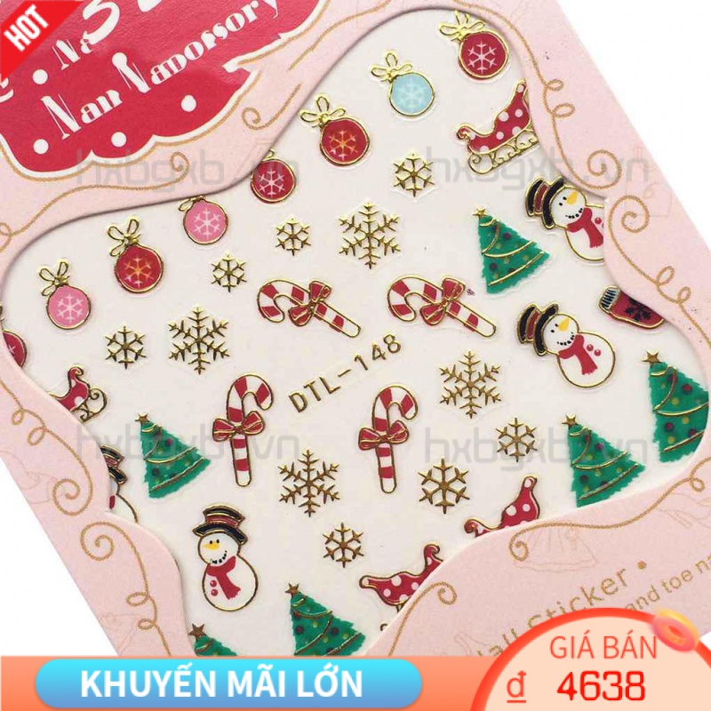 Bộ Miếng Dán Trang Trí Móng Tay 3D Chủ Đề Giáng Sinh