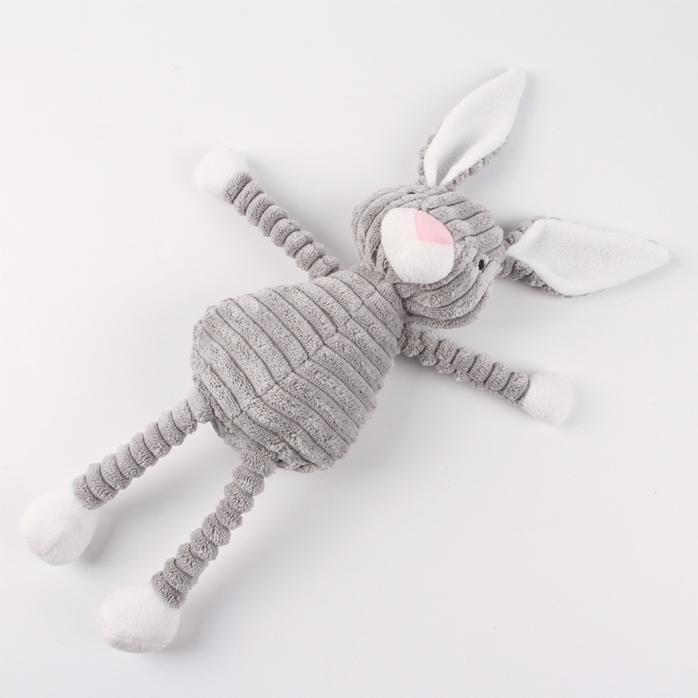 Đồ Chơi Gặm Nhai Hình Thỏ Xám Mềm Mại Phát Ra Tiếng Kêu Tương Tác Cho Thú Cưng