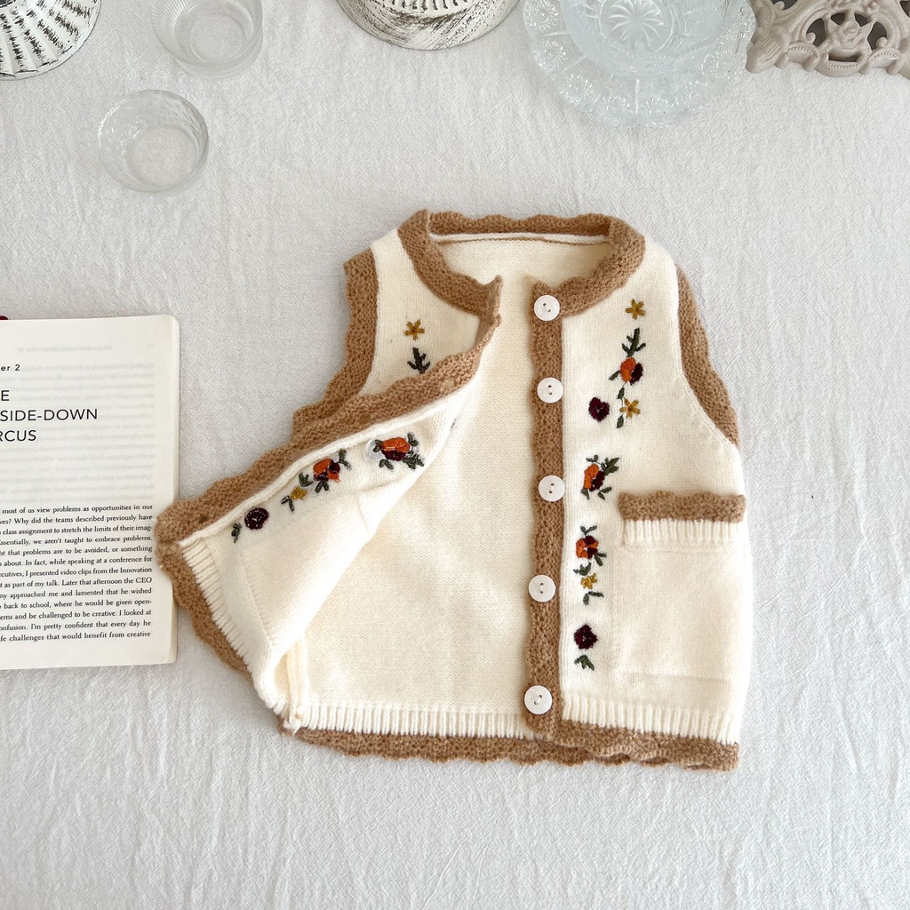 Áo Sweater Sát Nách Vải Cotton In Hoa Dễ Thương Thời Trang Mùa Thu Cho Bé Gái Từ 0-5
