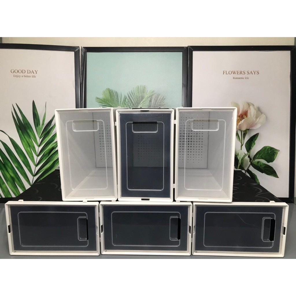 Combo 10 Hộp Đựng Giày Nắp Ngang Có Lỗ Thông Hơi Thoáng Khí