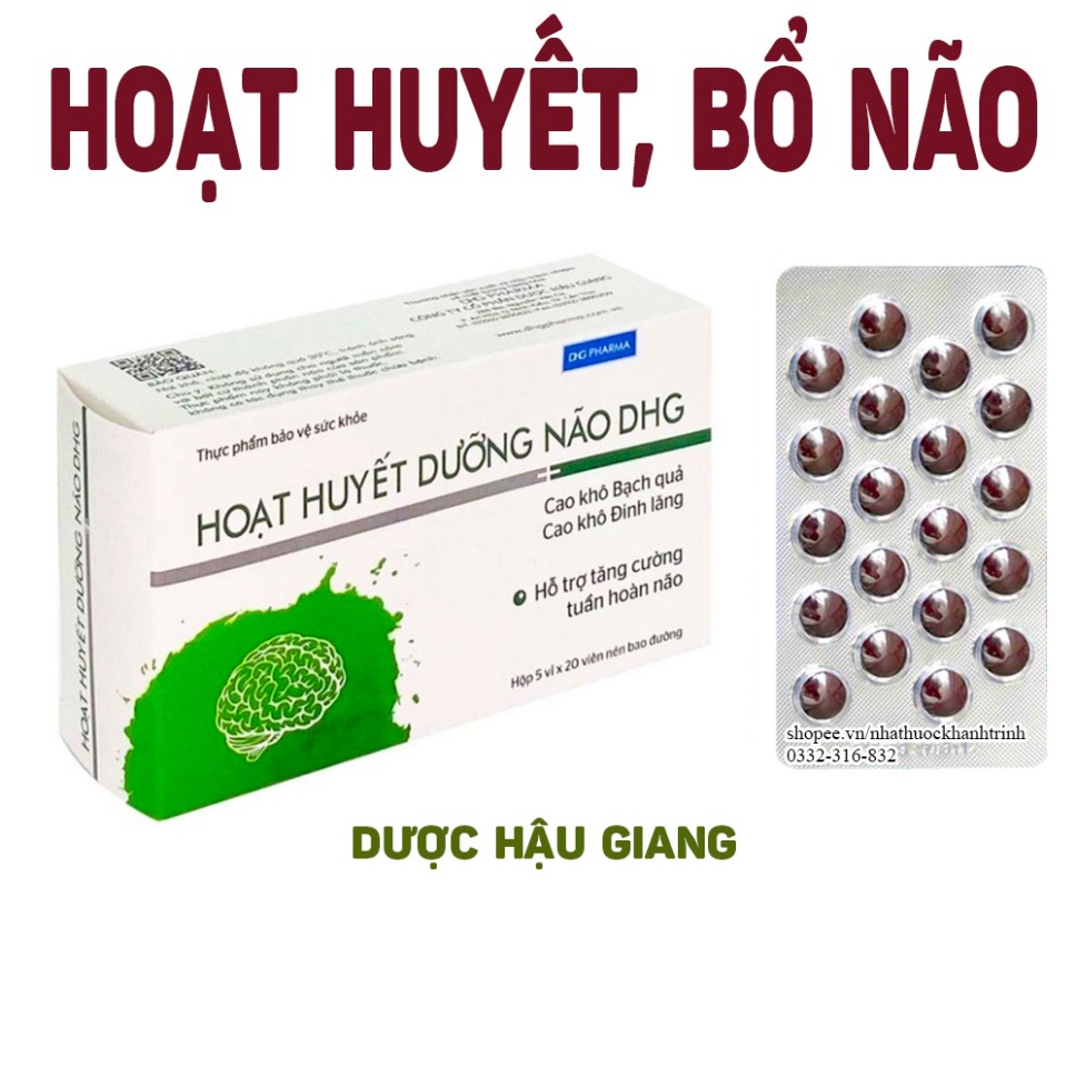 Hoạt Huyết Dưỡng Não DHG (DƯỢC HẬU GIANG (Hộp 3 vỉ x 20 viên)