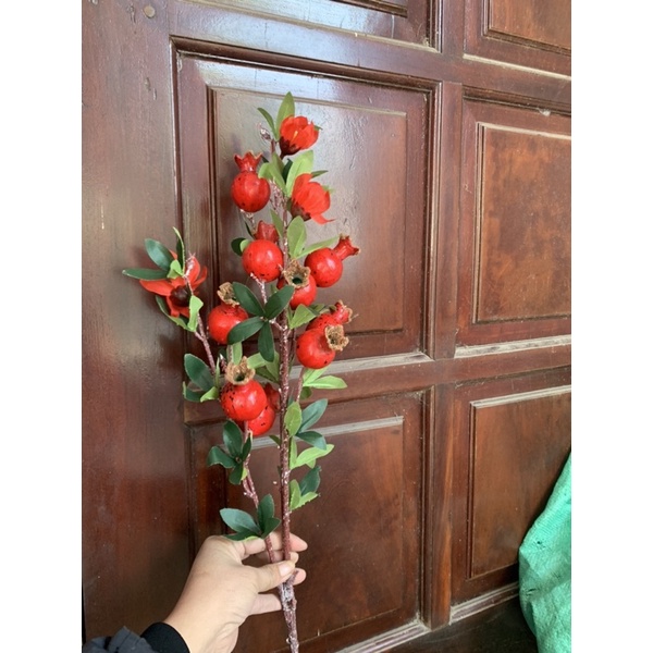 Cành quả lựu 9 quả có hoa
