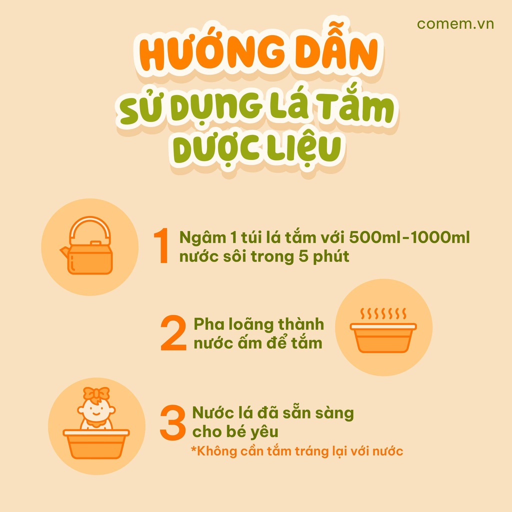 Lá Tắm Bé Sơ Sinh Thảo Dược Ngừa Rôm Sảy Mẩn Ngứa Cỏ Mềm Dạng Túi Lọc Cỏ Mềm 80g