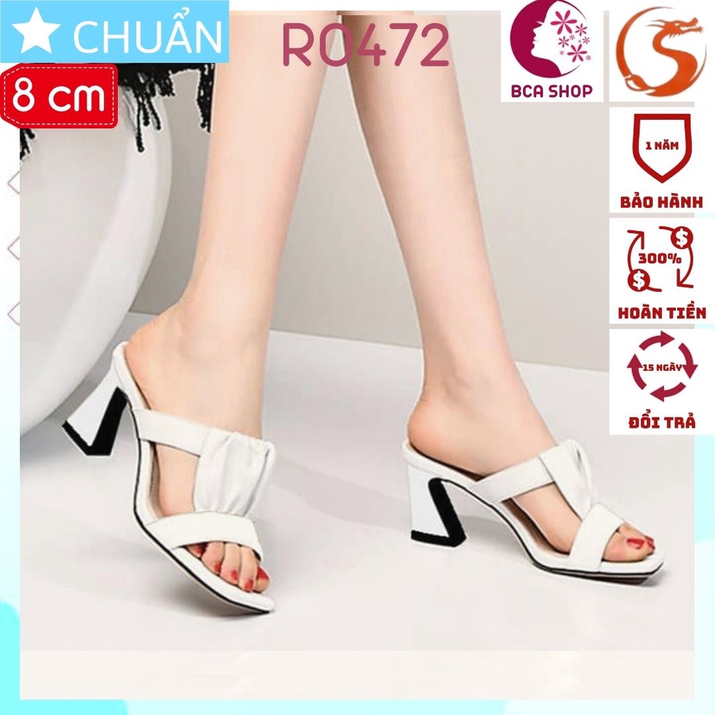 Giày cao gót nữ hở mũi cao 8 phân RO472 ROSATA quai ngang phối lưới cách điệu, thời trang - màu trắng