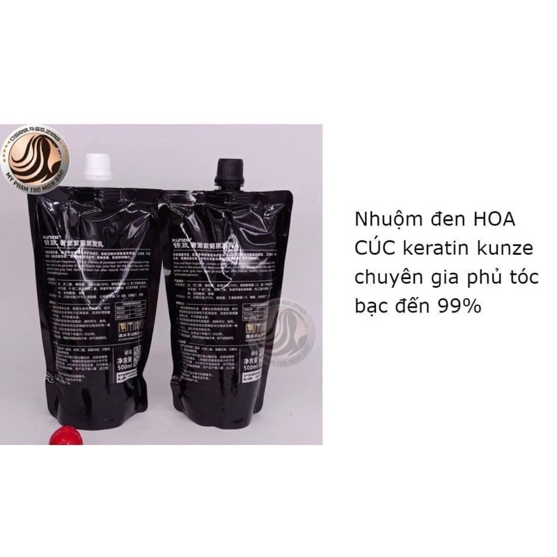 Nhuộm đen Hoa cúc không dính da đầu nhuộm đen hoa cúc Kunze 500mlx2