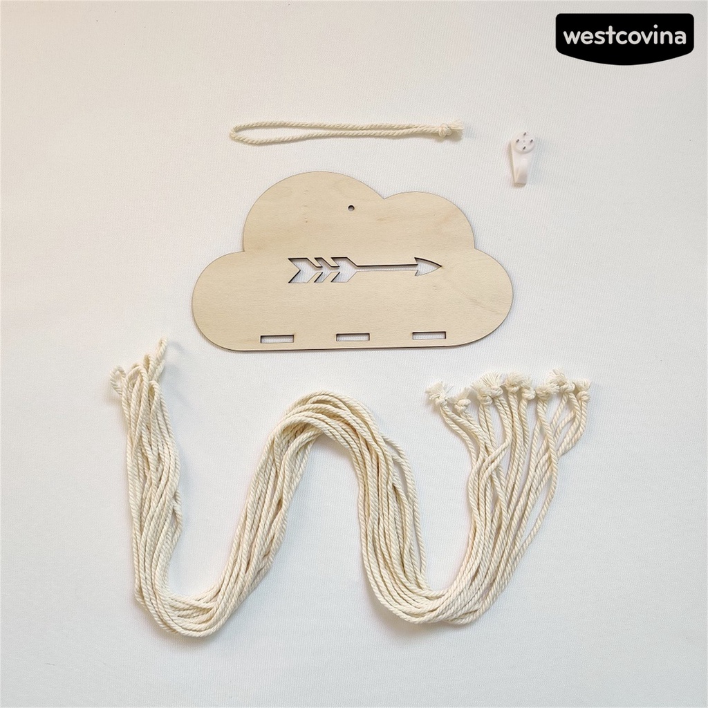[WEST]⚘Hộp Đựng Kẹp Tóc Gắn Tường Hình Đám Mây Bằng Dây Cotton Chịu Tải Tốt Trang Trí Nhà Cửa