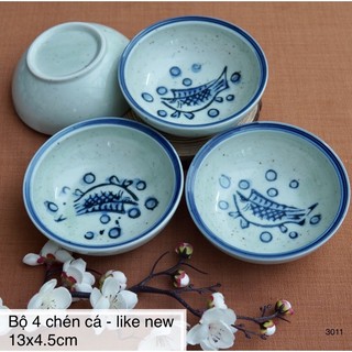 Bộ 4 chén sứ hình cá - gốm sứ nhật bản
