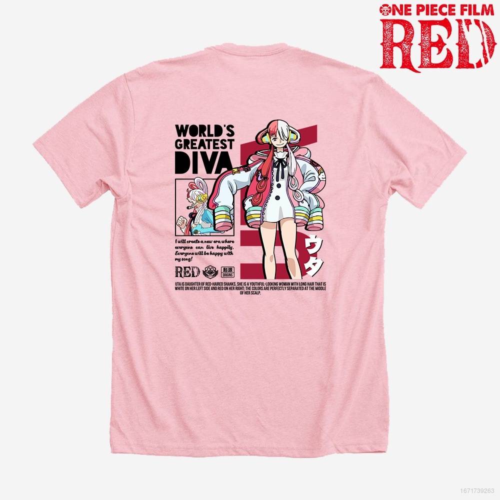 Áo Thun Dáng Rộng Họa Tiết Hoạt Hình ONE PIECE Màu Đỏ Uta World Greatest Diva Cỡ Lớn TY3 YT3