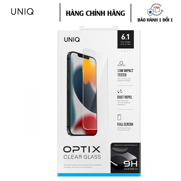 Kính Cường Lực cho iPhone 13 / 13 Pro/14 (6.1 inch) UNIQ OPTIX Clear Mặt kính trong suốt như pha lê