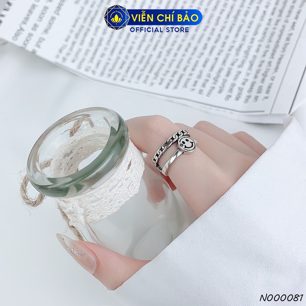 Nhẫn bạc nữ mặt cười chéo chất liệu bạc 925 thời trang phụ kiện trang sức Viễn Chí Bảo N000081
