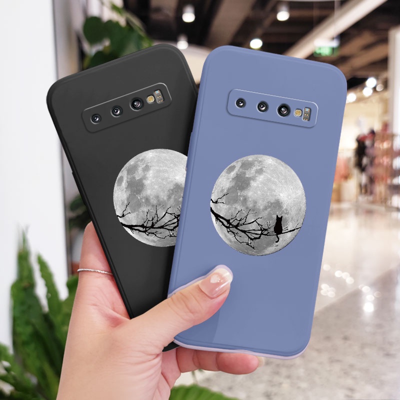 Ốp Điện Thoại Mềm Hình Mèo Mặt Trăng Cho Samsung Galaxy S10 S10E Plus S9 Plus S10 S10E Plus