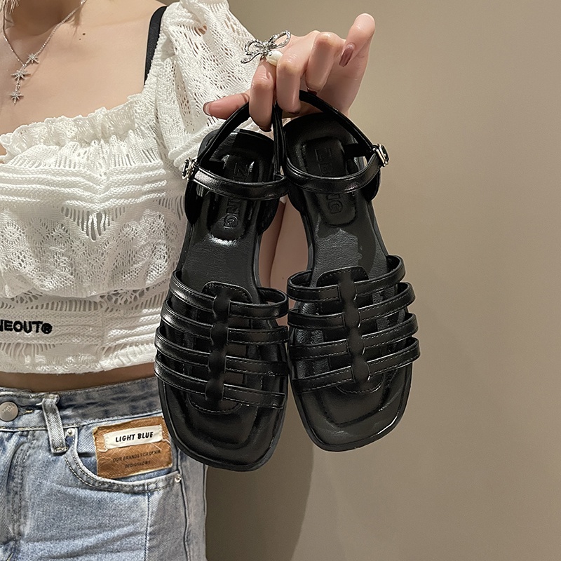 Giày sandal IELGY mũi vuông phong cách retro đơn giản thời trang dành cho nữ