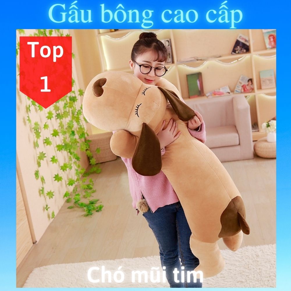 Gấu bông to Chó mũi tim 🛡𝑯𝒂̀𝒏𝒈 𝑪𝒂𝒐 𝑪𝒂̂́𝒑🛡, gối ôm hình thú nhồi bông siêu cute, kích thước 1m3 / 1m
