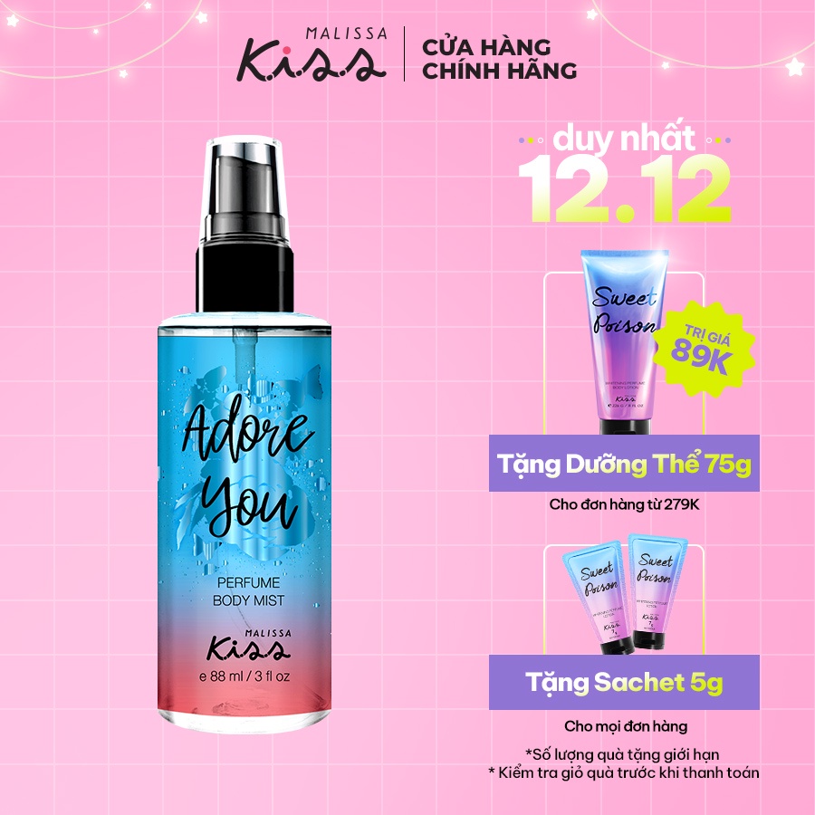 Xịt Thơm Toàn Thân Hương Nước Hoa Malissa Kiss - Hương Adore You 88ml