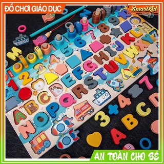 Bộ Giáo Cụ Montessori 8 Trong 1 - Bảng Học Chữ Cái Số Đếm, Dấu, Giao Thông, Câu Cá, Hình Khối Và Màu Sắc Loại Đẹp