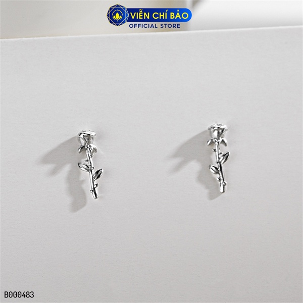 Bông tai hoa hồng nhỏ chất liệu bạc Thái 925 thời trang phụ kiện trang sức nữ Viễn Chí Bảo B000483