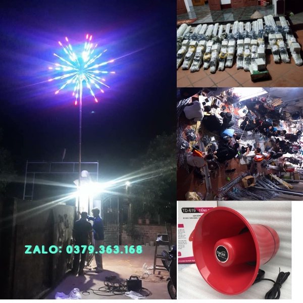 Combo đèn led pháo hoa điều khiển bằng Wifi Có Loa Âm Thanh, đấu nối hoàn thiện về chỉ sẵn sử dụng