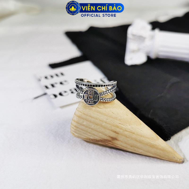 Nhẫn tứ phương lai tài đính đá chất liệu bạc Thái 925 thời trang phụ kiện trang sức nữ Viễn Chí Bảo N000639