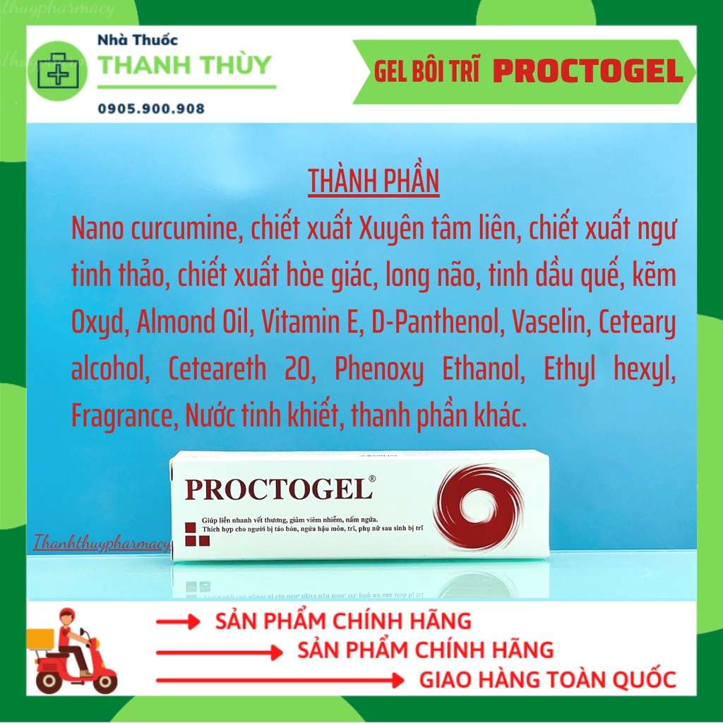 GEL BÔI TRĨ PROCTOGEL  Thích Hợp Cho Người Bị Táo Bón, Ngứa Hậu Môn, Trĩ, Phụ Nữ Sau Sinh Bị Trĩ