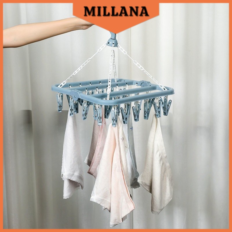 Móc Treo quần Áo Trẻ Em Treo Đồ Lót Tã Vớ Chống Bay Bằng Nhựa 32 Kẹp MILLANA SHOP HA305