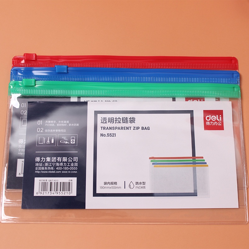 Túi đựng tài liệu học sinh Deli 5521 nhỏ trong suốt chống thấm nước có dây đeo kích thước 19cm*10cm