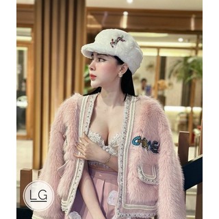 Mũ kepi lông thỏ ysl chữ đá